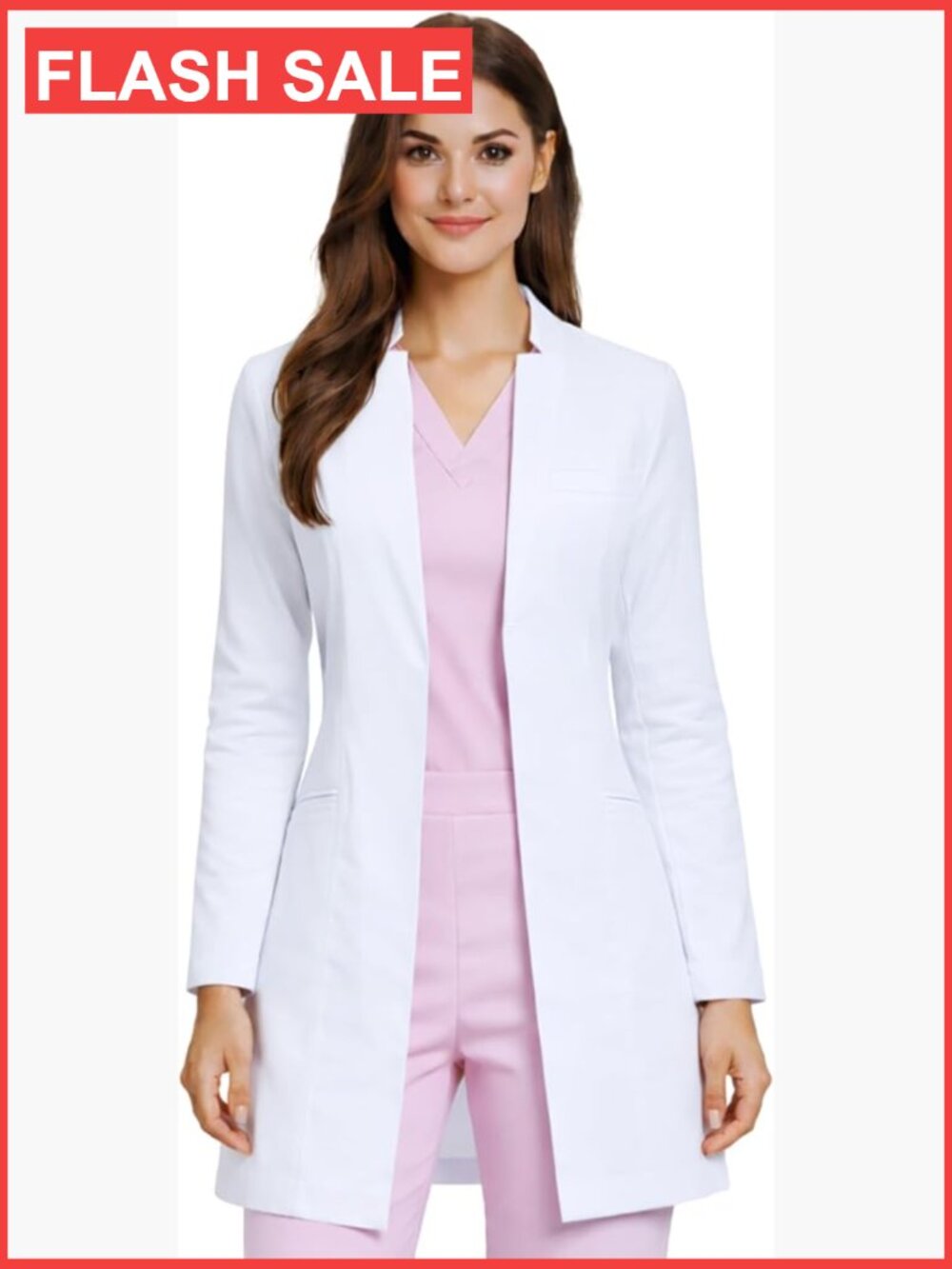 Slim Fit Lab Coat with Princess Seams, OEKO-TEX, Long Sleeve, Large